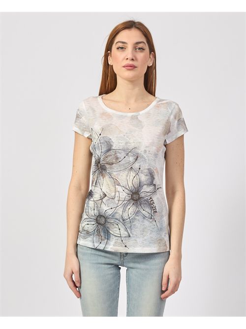 T-shirt girocollo Yes Zee con stampa sublimatica<BR/>